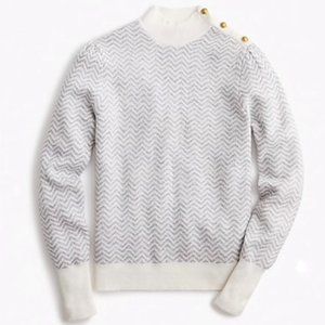J. CREW mock neck button herringbone alpaca blend sweater S